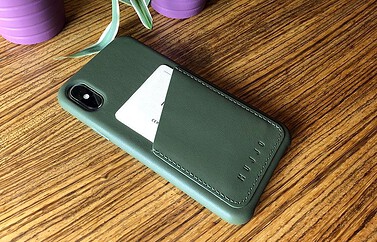 Mujjo iPhone X wallet case, achterkant