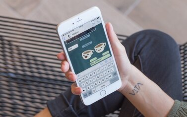 WhatsApp stickers in chat.