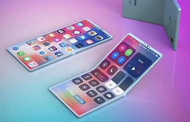 Opvouwbare iPhone met clamshell-design.