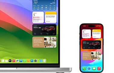 Widgets in macOS Sonoma en iPhone