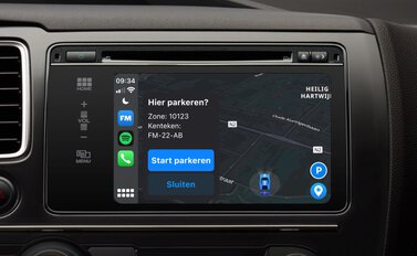 Parkeeractie starten in Flitsmeister via CarPlay