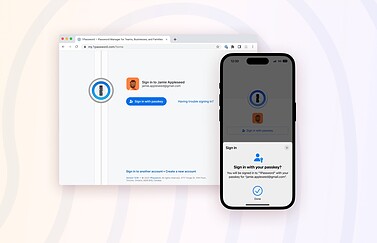 1Password account met passkey