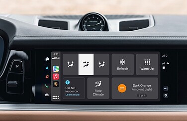 CarPlay in Porsche voor bediening verwarming, airco en meer