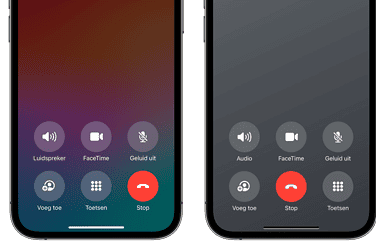 Rode knop om telefoongesprek op te hangen in iOS 17