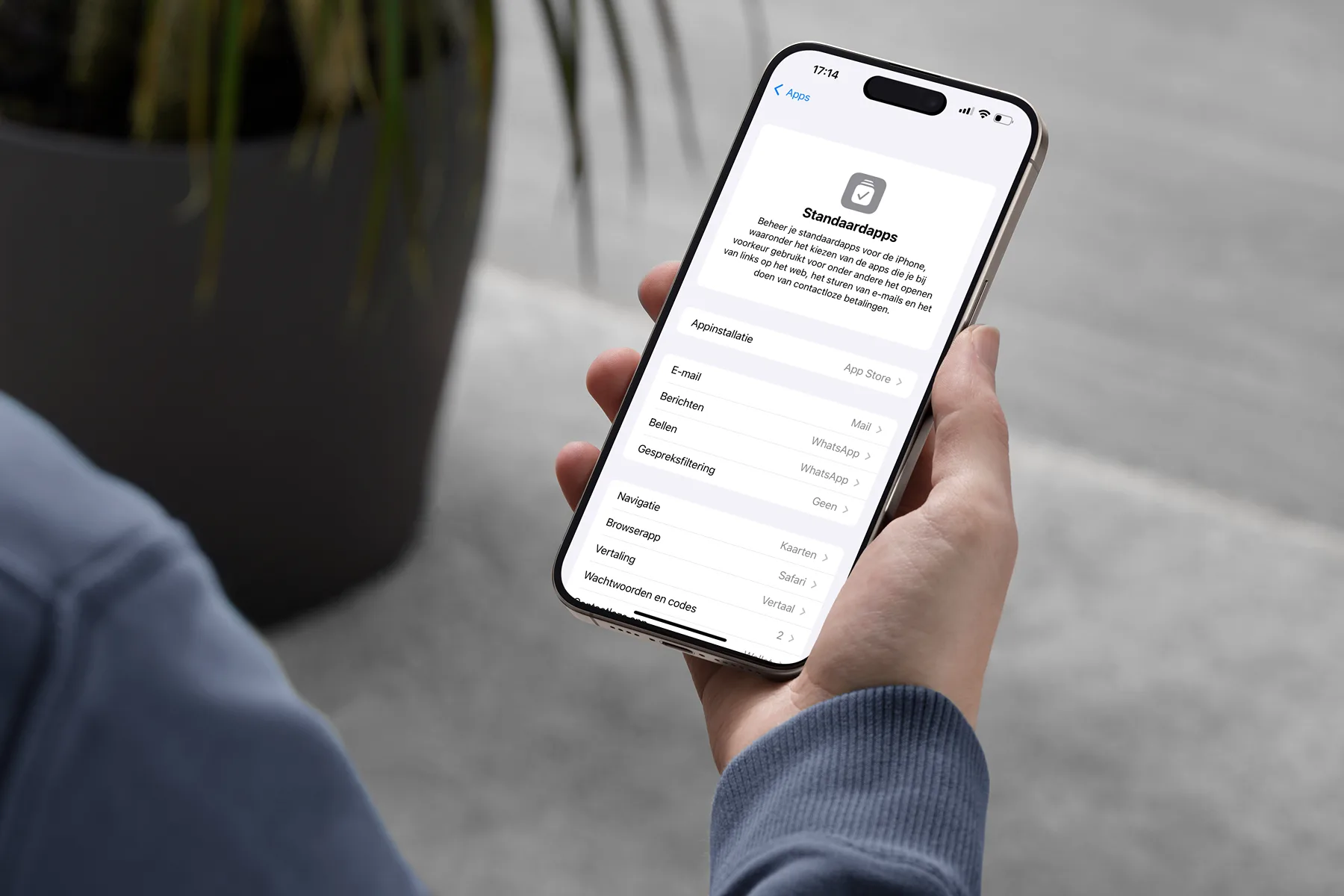 WhatsApp standaardapp kiezen