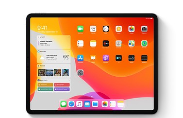 iPadOS 13 beginscherm met widgets.