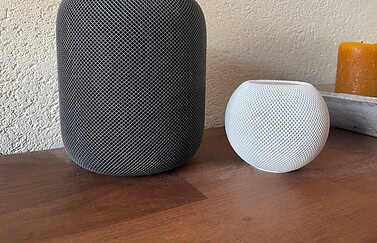 HomePod mini en gewone HomePod speakers.