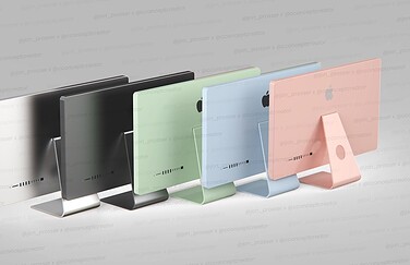 Concept van iMac 2021 in vijf kleuren.