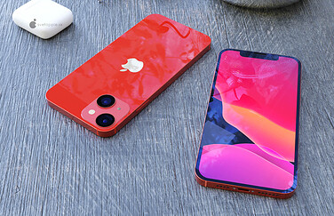 iPhone 13 mini concept in rood.