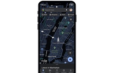 Google Maps donkere modus op iPhone.