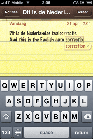 iPhone met Engelse taalcorrectie