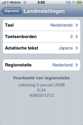 iPhone Nederlandse taalinstellingen