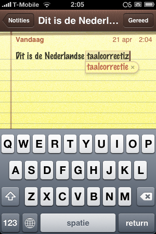 iPhone met Nederlandse taalcorrectie