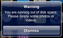 Warning: Running out of disk space