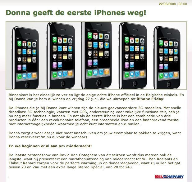 Radio Donna iPhone 3G weggeefactie