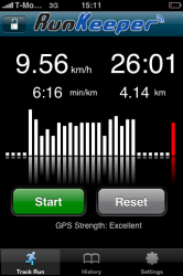 Interface van RunKeeper