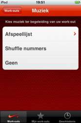 Tijdens het lopen kun je kiezen voor een afspeellijst, shuffle van muziek of geen muziek