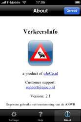 verkeersinfo about-scherm