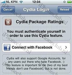 Cydia: beoordelingen achterlaten via Facebook