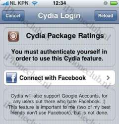 Cydia: beoordelingen achterlaten via Facebook