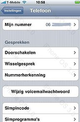 iPhone 3.0 instellingen voor telefoon