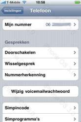 iPhone 3.0 instellingen voor telefoon