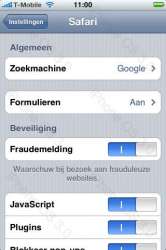 iPhone 3.0 instellingen voor Safari