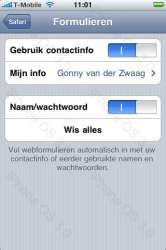 iPhone 3.0 instellingen voor formulieren in Safari