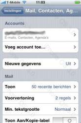 iPhone 3.0 instellingen voor Mail, Contacten en Agenda.