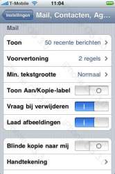 iPhone 3.0 instellingen voor Mail, Contacten en Agenda.