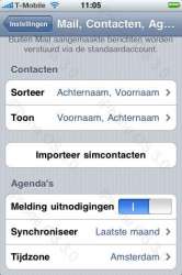 iPhone 3.0 instellingen voor Mail, Contacten en Agenda.