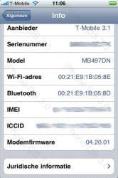 iPhone 3.0 algemene instellingen bij Info