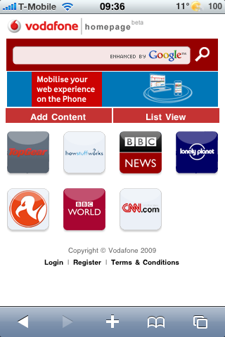 Vodafone iPhone Portal