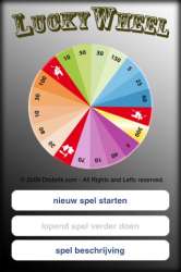 Het startscherm van Lucky Wheel.