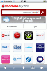 Het openingsscherm van Vodafone MyWeb, in de icoonweergave.