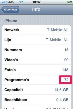Aantal geïnstalleerde programma's