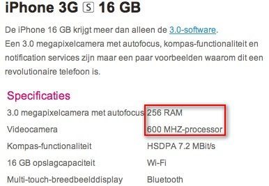 iphone 3g s specificaties