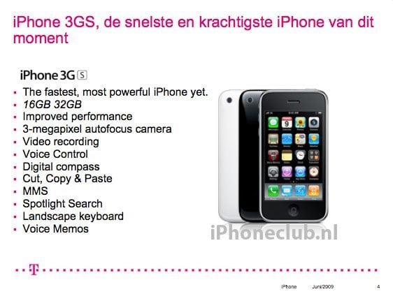 Specificaties van de iPhone 3G S.