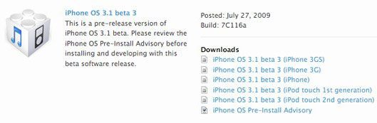 iphone os 3.1 beta 3