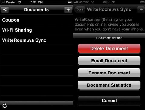 writeroom iphone