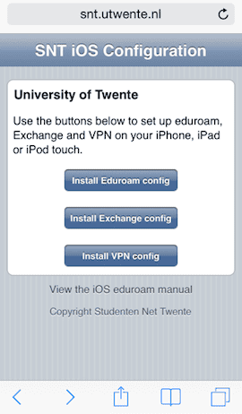 iPhone-configuratie Universiteit Twente