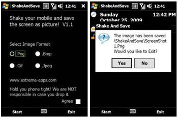 shake and save windows mobile