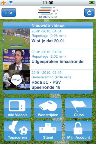 Het startscherm van de Eredivisie-app wisselt meermaals per dag; genoeg om te kijken dus.