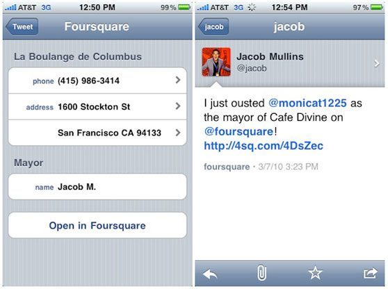 foursquare tweetie