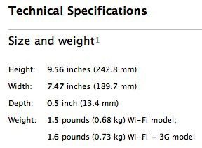 technical specifications ipad