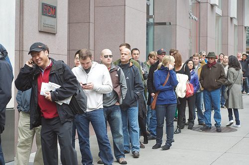 Popelende mensen in San Francisco.