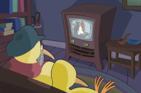 Kiwi kijkt TV