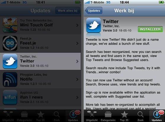 twitter update iphone