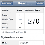 Geek Bench iPhone 3GS met iOS 4