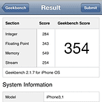 Geek Bench iPhone 4 met iOS 4